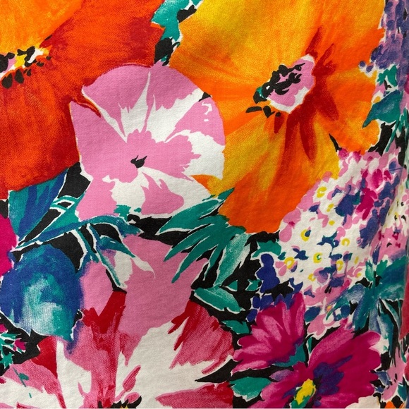 Vintage Floral Dress Sheath Vibrant Convertible Collar Square Neck Petite Lanz - Picture 14 of 16